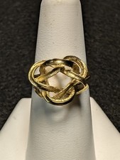 Beautiful Vintage French 18K Yellow Gold Interlocking Ribbon Woven Knot Ring...