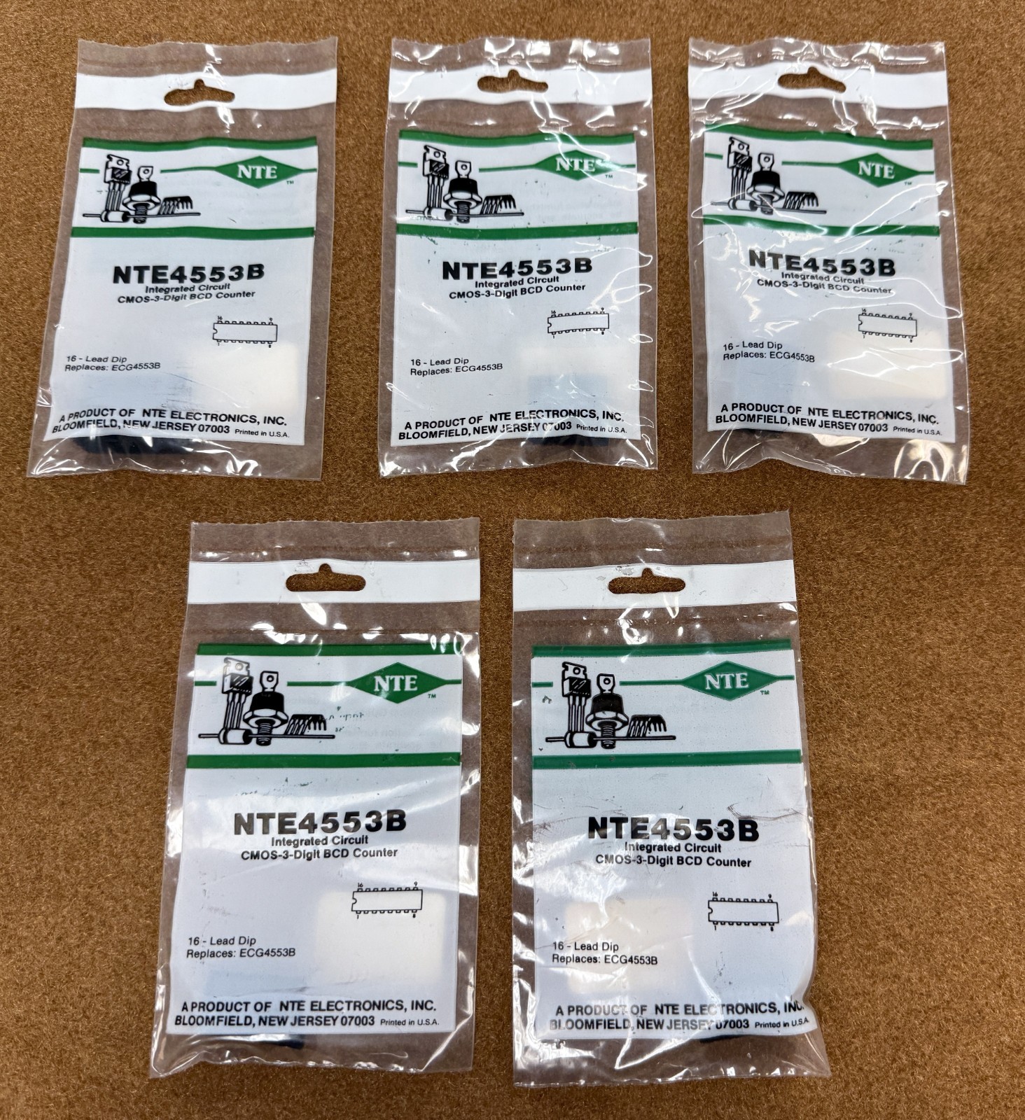 NOS NEW NTE Electronics NTE4553B CMOS 3-Digit BCD Counter  (ECG4553B) 5 Pack