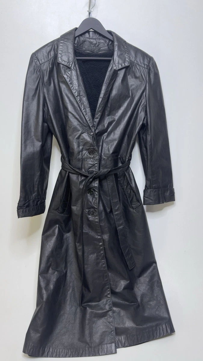 Veste Vintage WINLIT En Cuir Véritable Noir - Taille S, Style Glam Rock Avec Motifs Animaliers, Fabriqué En Corée, Très Bon état
