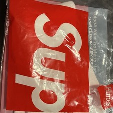 Supreme x Hanes Cushioned Crew Socks One Size White/Red Logo 1 Pair