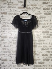 Antonio Melani Silk Sheer Cocktail Dress Size 6 Black Elegant Romantic Chiffon