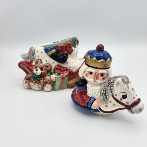 Fitz & Floyd Nutcracker On Horse Sleigh Trinket Box 1992 VTG Hand Painted 5.25" - Picture 12 of 14