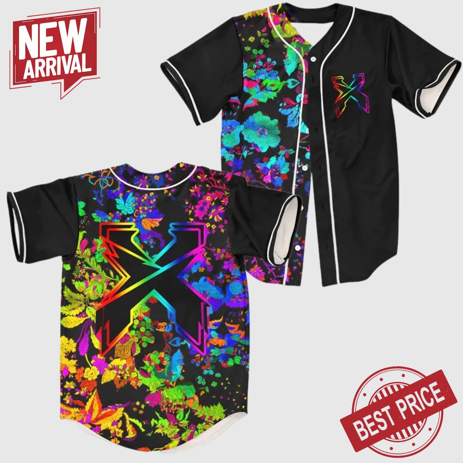 *Best Gift* Custom Excision Trippy Floral Patter Baseball J.sey for EDM Festival