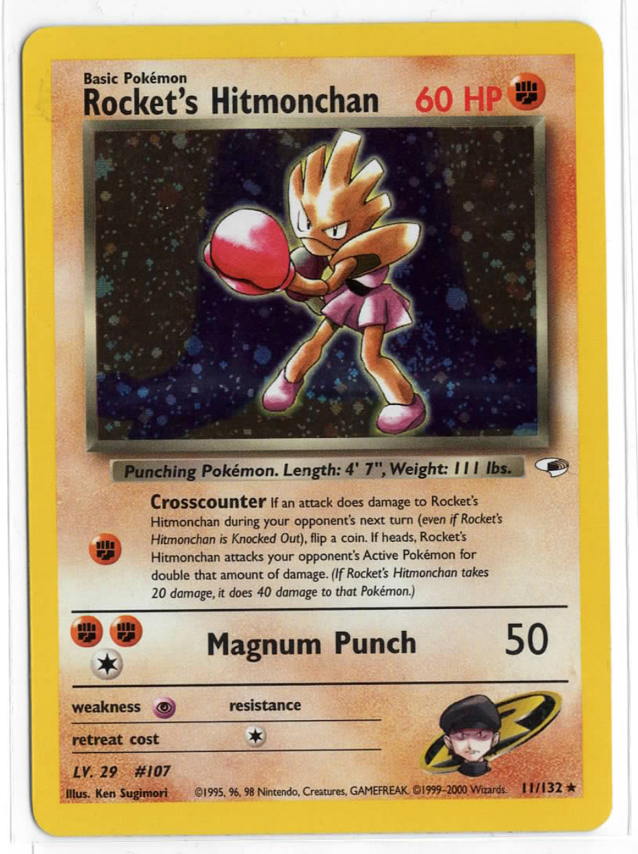 Rocket's Hitmonchan - 11/132 Gym Heroes Unlimited Holo Rare Pokemon