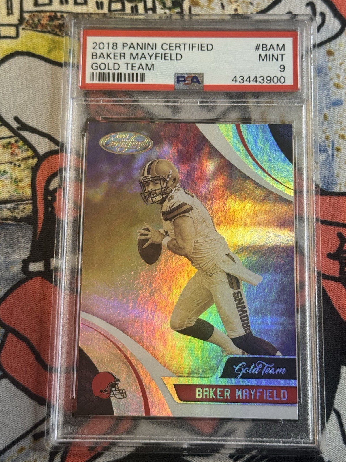 Baker Mayfield 2018 Panini Certified Gold Team Rookie RC PSA 9 MT Pop 5 Browns