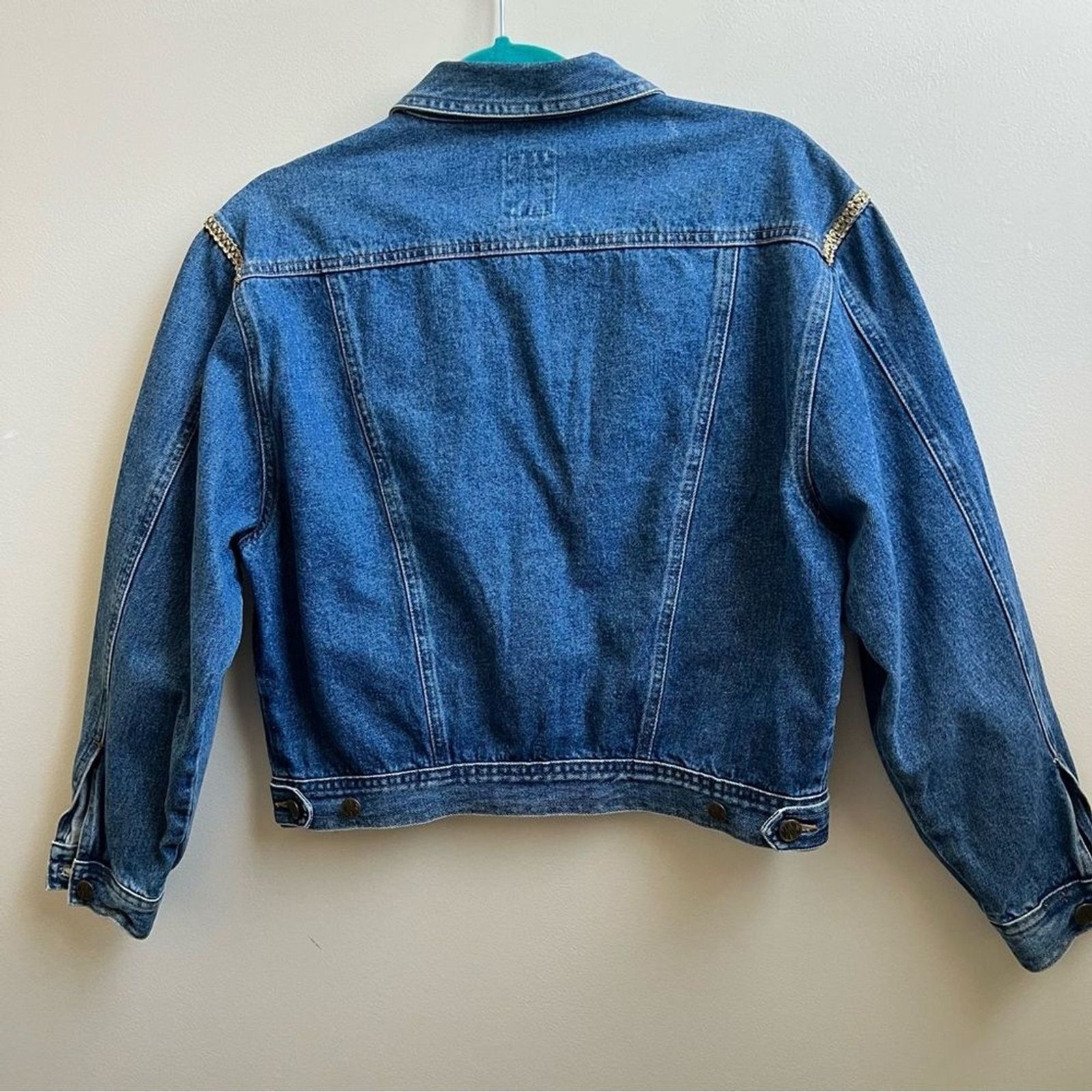 Mavis patchwork jacket embellished studded denim … - image 2