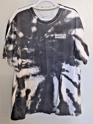 Rare NIKE SB Skateboard Black & White Tie Dye Double-Sided T-Shirt 2XL Hard Find