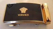 VERSACE Gold-Tone Black Inlay Top W/ Medusa Belt Buckle