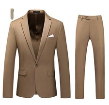 MOGU Men's Slim Fit 2-Piece Tuxedo Suit One-Button Jacket  Pants Set for