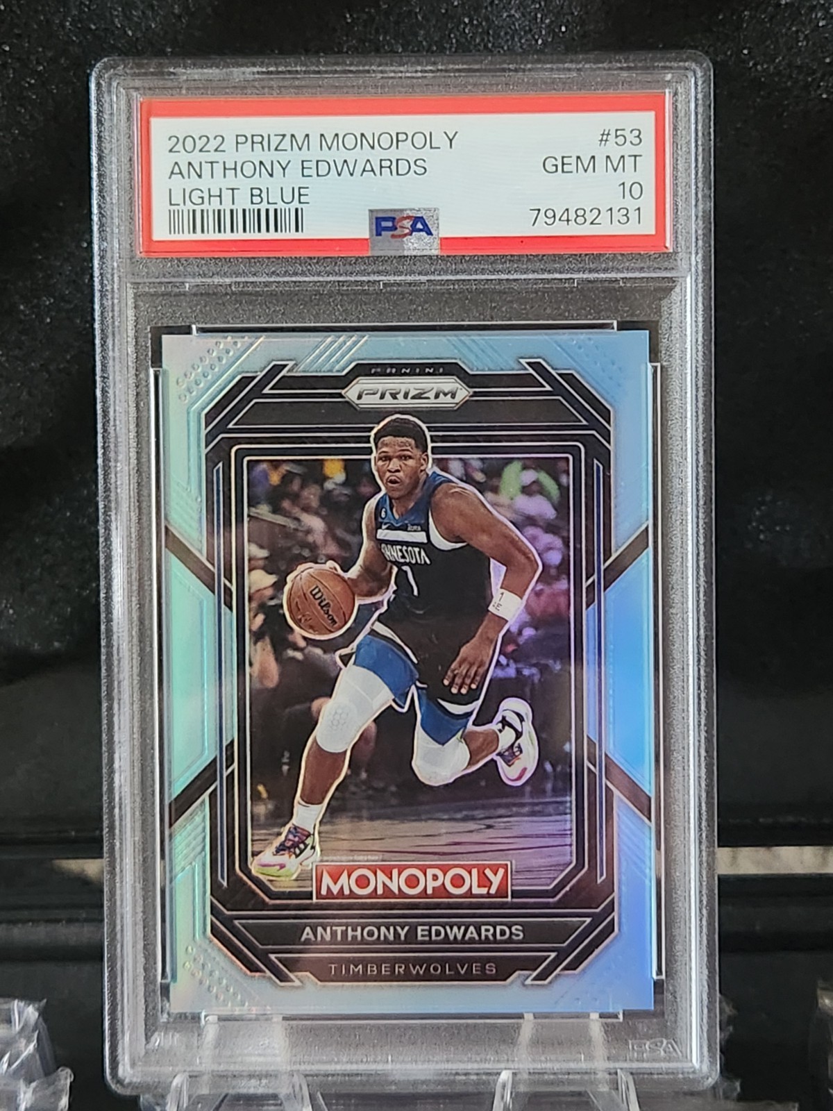 2022-23 Panini Prizm Monopoly - Anthony Edwards #53 Light Blue Prizm /199