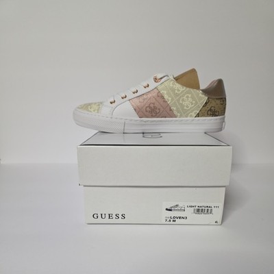 GUESS Loven3 Women's Sneakers Light Natural Multi Logo NIB Size 7.5 M