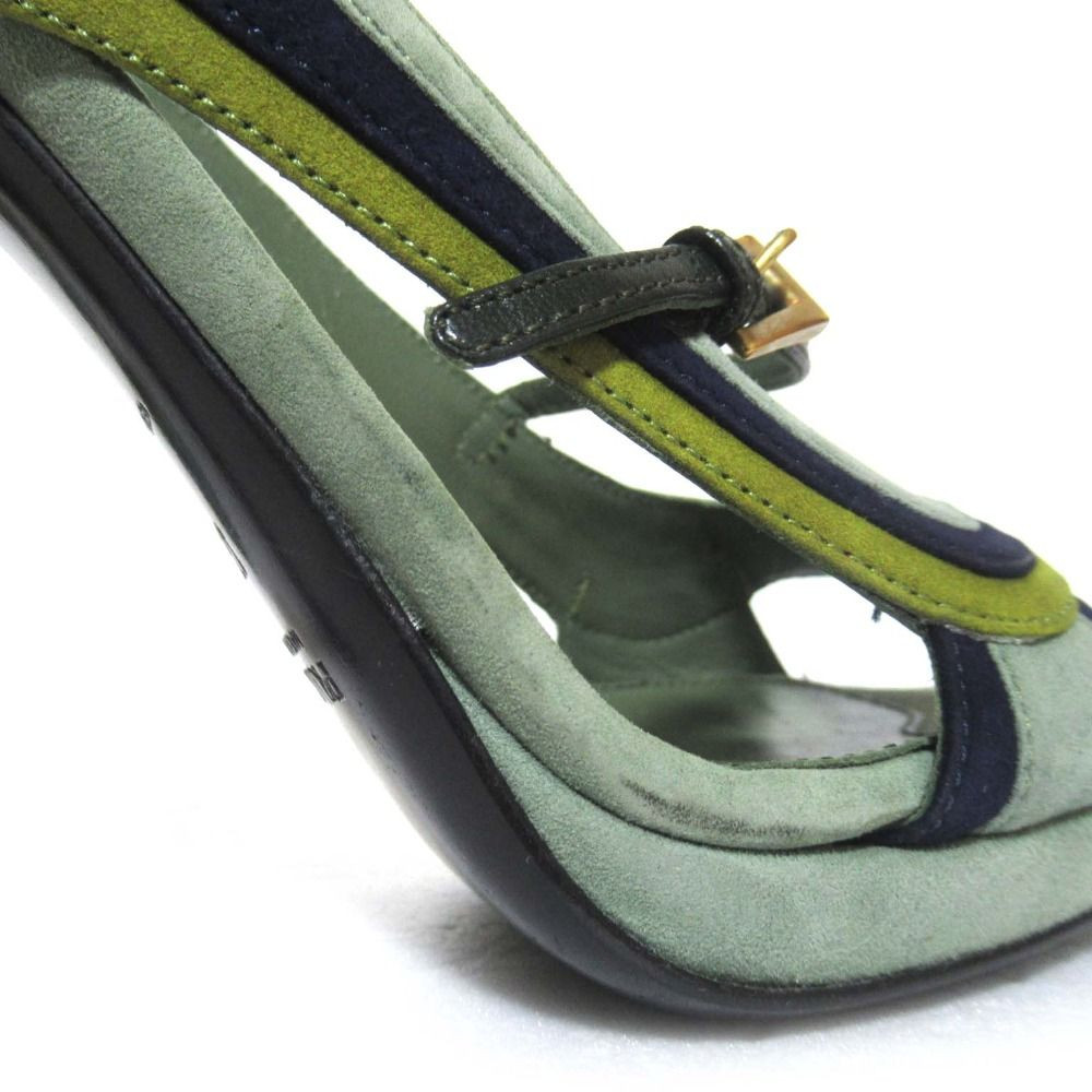 PRADA Fairy Collection Open-Toe High Heel Pumps, Size 37.5 Green Women Used F/S thumbnail 7
