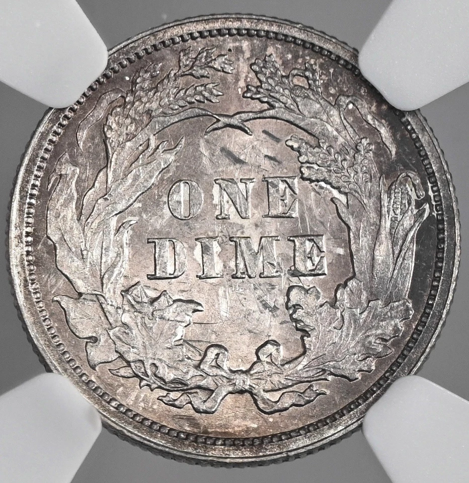 1878  10C SEATED LIBERTY SILVER DIME NGC AU DETAILS SCRATCHES 8404751-008 TONED - Image 3 of 4