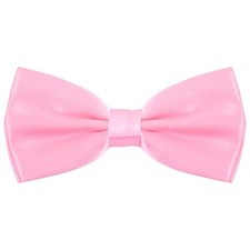 Bow Tie Classic Solid Color Satin Bow Tie Adjustable Neck Bowtie for Men 1 Pink