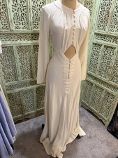 1970s Ossie Clarke for Radley, Ivory Crepe Gown With Midriff Cutout 