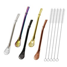 Stainless Steel Straw Filter Spoon, Yerba Mate Bombilla, One Size, Silver