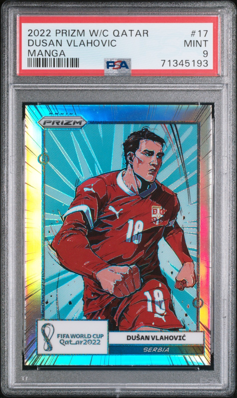 2022 PANINI PRIZM WORLD CUP QATAR MANGA #17 DUSAN VLAHOVIC MANGA PSA 9 MINT