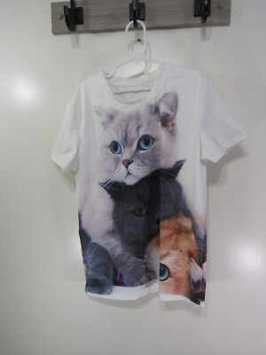 Kids Unbranded Top Size S Multi Color Cats Short Sleeve