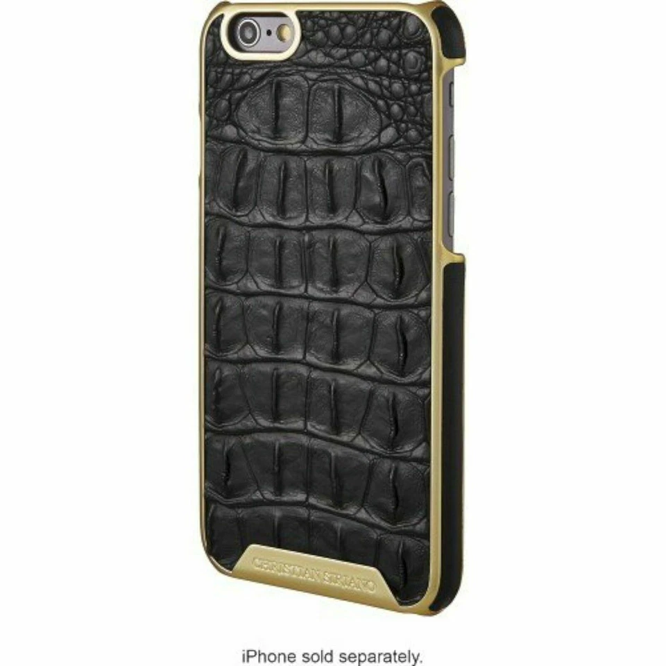 NUEVO Christian Siriano COCODRILO iPhone 6/6s Diseñador Teléfono Celular Estuche NEGRO/DORADO Foto 4 de 4