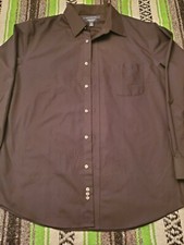 Croft  Barrow Wrinkle Resistant Dress Button Up Mens Shirt Black Size 17 1/2