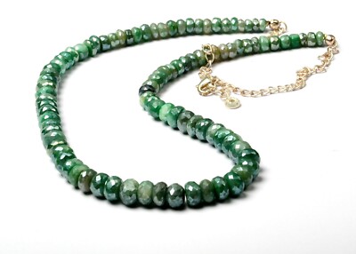 Natural Moonstone Necklace 5-9 MM Beads 16Inch Green Moonstone Necklace  BMC-2733