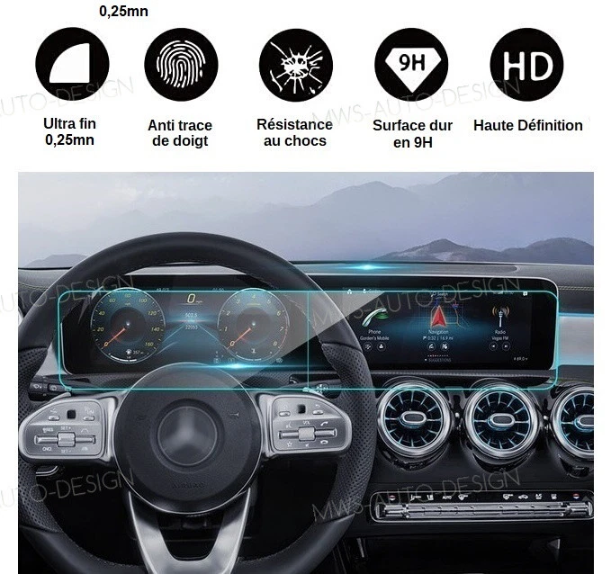 Protection Ecran de Navigation ★Verre Trempé LCD Compatible Mercedes Classe A - Photo 3/4