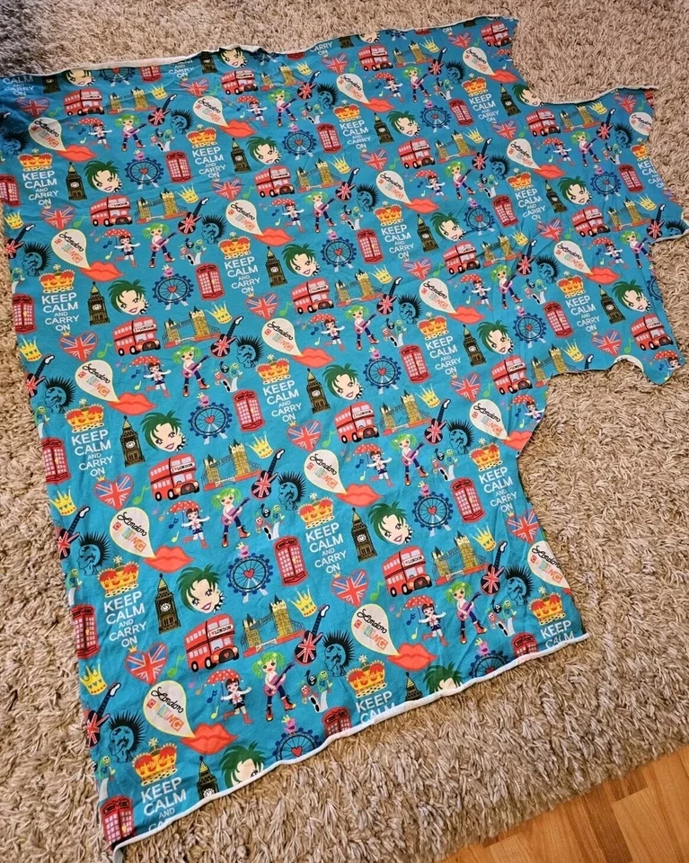 Milli Zwergenschön Jersey London calling 70 x 125 (100x80 cm) türkis NEU - Bild 4 von 4