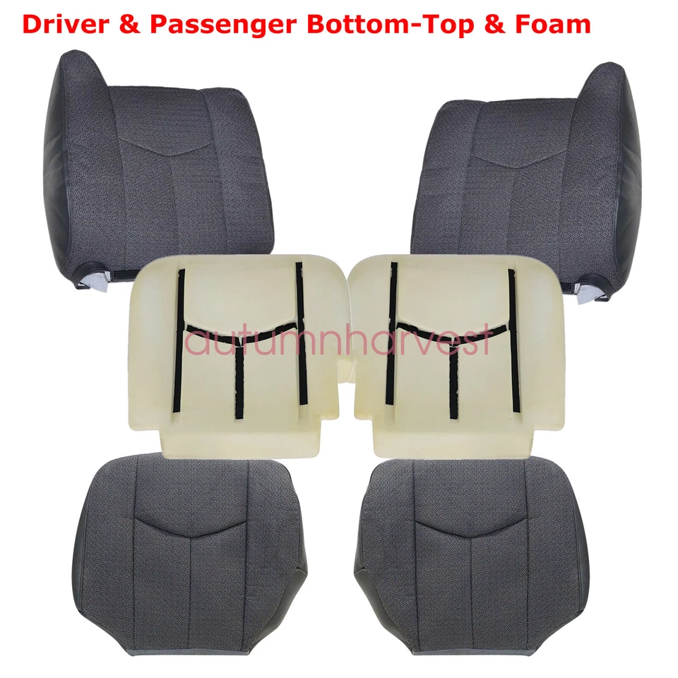 Cubierta de asiento de tela gris para conductor pasajero Chevy Silverado 1500 2500HD 2003-2007 Foto 2 de 4