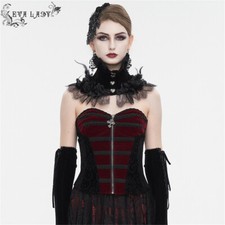 Eva Lady Women Black And Red Gothic Victorian Velvet Corset Party Cosplay Tops