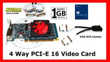 Low Profile 1GB SFF Video Card. PCI-E 16x with 2X DVI-VGA, and 2X DVI Adapters