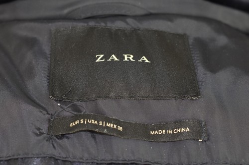 ZARA Black Padded Jacket Eur S Mens Full Zip 100% Cotton Outdoors Outerwear - Picture 8 of 10