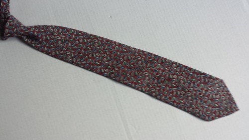 Chirstian Dior men dress silk tie 3.5" Wide 58" Long Red with Micro Pattern  - Picture 3 of 3