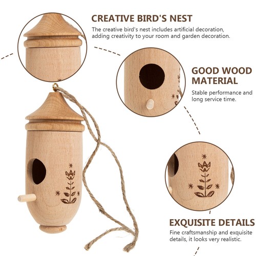 Outside Hanging Bird House Hut Cage Pet Garden Bird House Hanging Wooden House - Picture 9 of 12