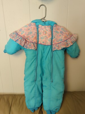 Vintage Alpine Way Baby Girl Snowsuit Pink Blue 24 Months 