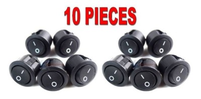 10 Pack Black Round Rocker Switches On Off 12 Volt Car Automotive Auto