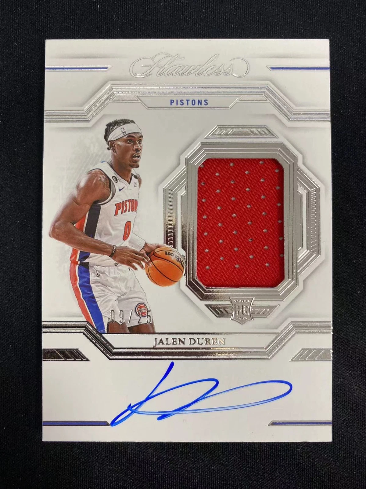 22-23 Panini Flawless Jalen Duren 09/25 Signature Prime Materials RC GU FG