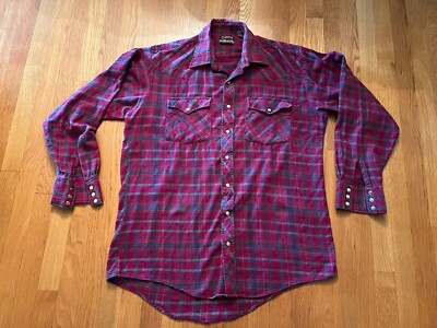 Plainsman Pearl Snap Shirt Mens Flannel XL Western Long Sleeve X Long Tail 0544