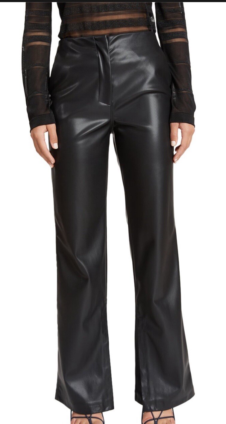 Tanya Taylor Adler Pants Plus Size 20 Black Faux Leather Pants NEW $395
