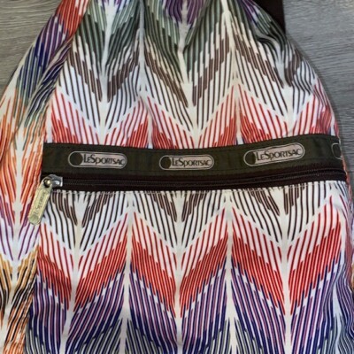 Lesportsac Ikat Chevron Brown Reversible Drawstring Sling  display picture 3