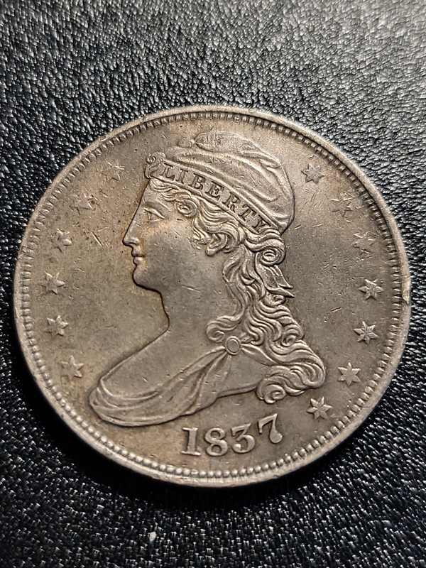 1837 50C Reeded Edge Capped Bust Half Dollar AU+++/Slider Uncirculated  