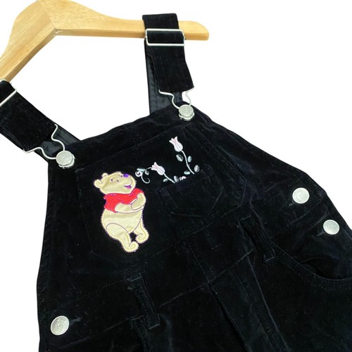 VINTAGE Disney Pooh Bear Black Overalls Kids Girls Size 5 Embroidered - Picture 3 of 11