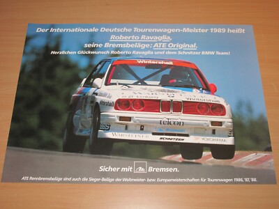 BMW M3 E30 POSTER 25 - ATE BREMSEN ROBERTO RAVAGLIA / ORIGINAL VINTAGE in MINT