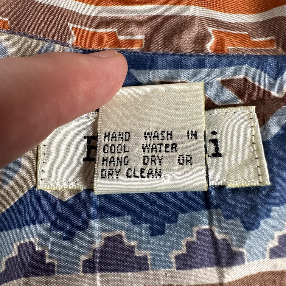 Chaqueta Blazer Bogari De Colección Para Mujer Mediana Seda Estampado Tribal Azteca Almohadilla para el Hombro Foto 3 de 4