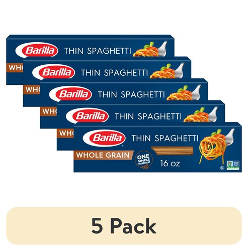 (5 pack) Classic Whole Grain Pasta, Thin Spaghetti Noodles, 16 oz
