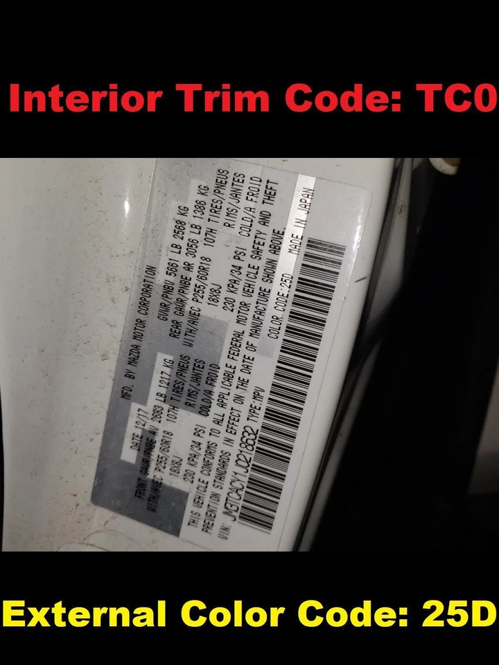 Antena Mazda CX-9 2018 con navegación y satélite copo de nieve Whitewater Pearl 25D Foto 3 de 4