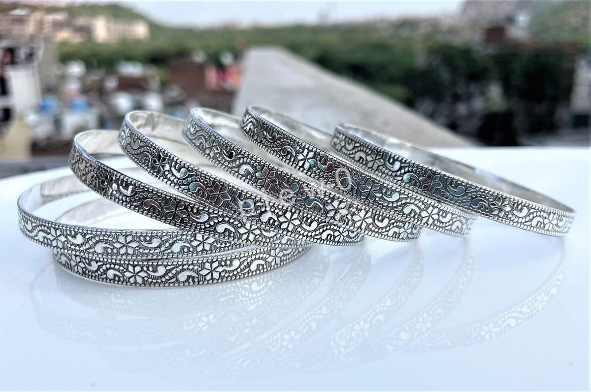 925 Silver bangles, 7 Set of bangle, Bangles For Woman Thick