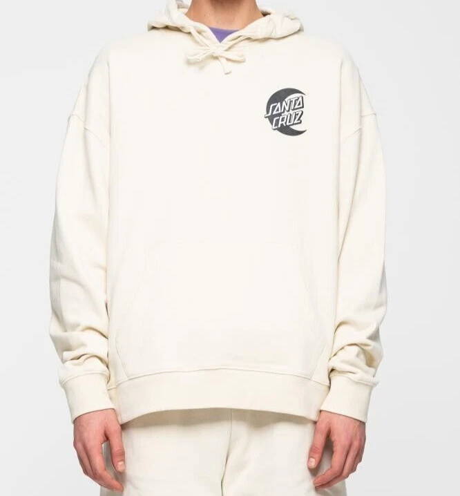 OFF WHITE Felpa con cappuccio SANTA CRUZ Cabana Moon Dot felpa con cappuccio XL bianca spento SKATE DA STRADA INDOSSA NUOVA XWX