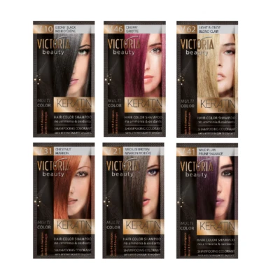 Victoria Beauty Temporary Hair Colour Shampoo Dye Sachet 4-8 Wash Out + GLOVES