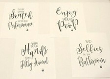 Pack of 4 Bathroom Kitchen Wall Art Poster "Wash Your Hands You Filthy Animal"