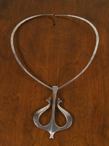 David Andersen Norway Sterling Silver Modernist Viking Pendant Necklace - Afbeelding 1 van 8